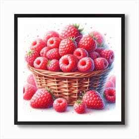 A basket of Raspberries 2 Art Print