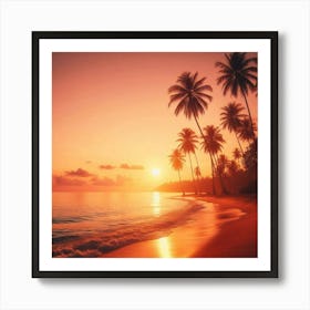 Sunset On The Beach Art Print