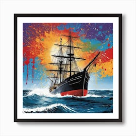 Ship In The Sea Art Print