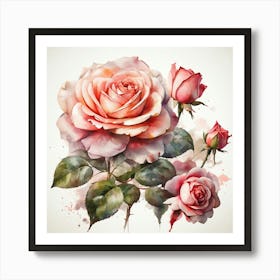 Watercolor Roses Poster