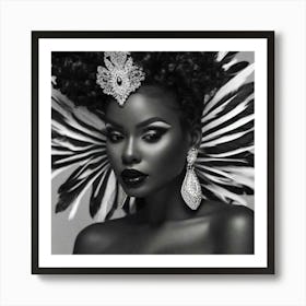 Black Woman With Feathers 1 Art Print