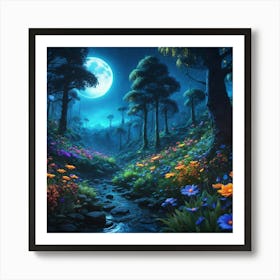 Forest At Night Art Print