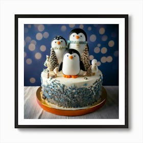 Firefly Beautiful, Decorated, Cake, Penguin, Theme, Fondant, Penguins, Snowy, Accents, Smooth, Blurr (3) Art Print