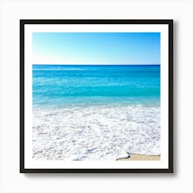 Crystal Clear Turquoise Waters Gently Lap Upon A Sun Drenched Undisturbed Sandy Beach With A Prist (6) Art Print