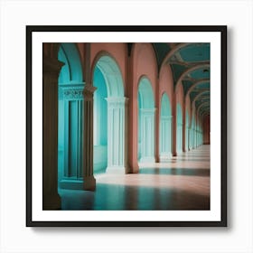 Pink And Blue Hallway 5 Art Print