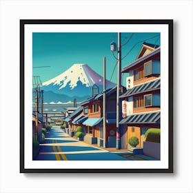 Street In Suburban Japan With Blue Sky View Pa Art Print