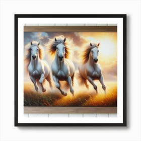 Three White Horses Art Print