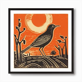 Retro Bird Lithograph Hermit Thrush 4 Art Print