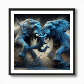 Elephants Fighting 3 Art Print