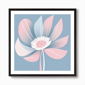 A White And Pink Flower In Minimalist Style Square Composition 187 Art Print