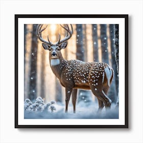 Deer In The Woods 29 Art Print