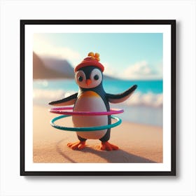 Penguin On The Beach 1 Art Print