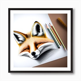 Fox Drawing 3 Art Print