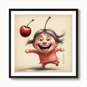 Little Girl With A Cherry Art Print