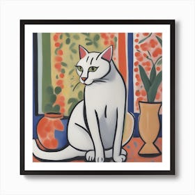 Cat In Front Of Window Art Print