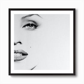 Marilyn Monroe Minimal Portrait Drawing Close Up Black and White Art Print