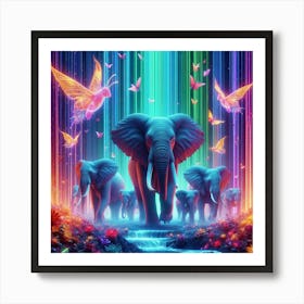 neon elephant Póster