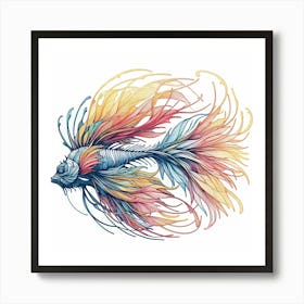 Abstract Fish 2 Color Drawing Art Print