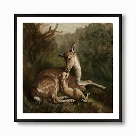 Deer And A Fawn Art Print