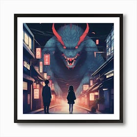 Demon And The Girl Art Print