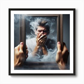 Man In A Frame With Smoke Art Print