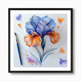 Watercolor Iris 2 Art Print