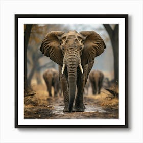Elephants In The Rain Forest Art Print