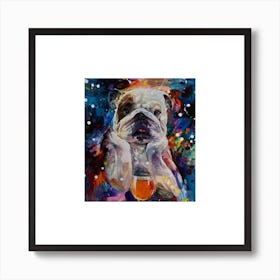 Bulldog With A Glass Of Wine Art Print