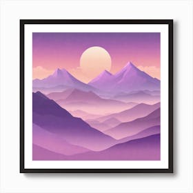 Misty mountains background in purple tone 119 Art Print