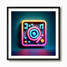 Neon Music Icon Art Print