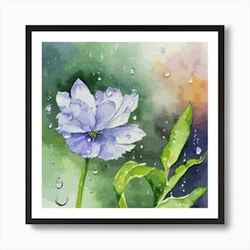 Flower In Rain Art Print