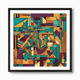 Encapsulating Patterns Fragmented Cubism Style Art Print