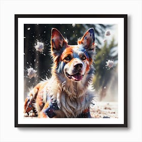 Dog With Paint Splashes Art Print