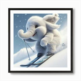 Elephant On Skis Art Print