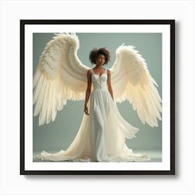 African American Angel With Open Wings Art Print