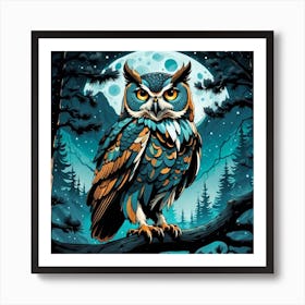 Owl In The Night Art Print