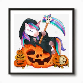 Cute Candy Corn Unicorn Halloween Pumpkin Art Print