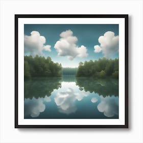 Clouds Reflected In A Lake Art Print