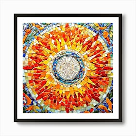 Mosaic Sun A Sun Created From A Mosaic Of Small Tiles 20 Art Print