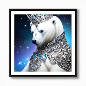 Polar Bear In A Crown Art Print