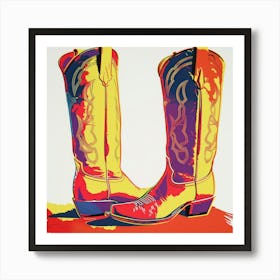 Cowboy Boots Pop Art 3 Art Print