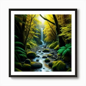 Waterfall In The Forest Art Print