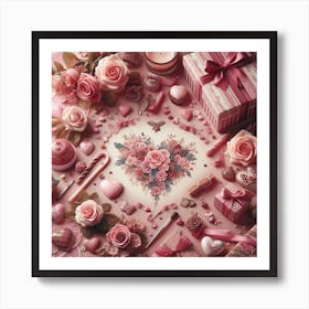 Valentine's Day, rose pattern Art Print