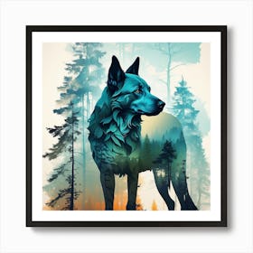 Dog In The Forest Art Print