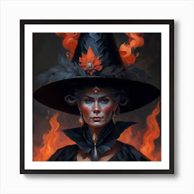 Witch In Flames 2 Art Print