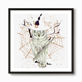 Wise Bird Lover Halloween Animal Lover Witch Hat Owl Art Print