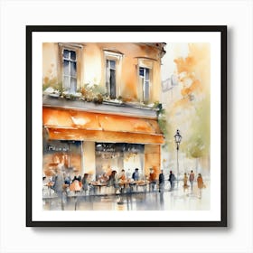 Watercolor Of A Cafe In Paris 9 Art Print
