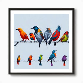 Birds On Wire Art Print