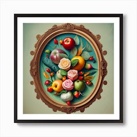 Fruit And Vegetables In A Frame Art Print