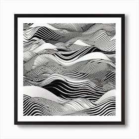 Waves In Black And White Art Print